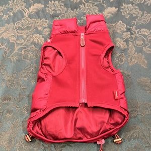 Ready small puffy, dog jacket, zipper bottom drawstring pull ties maroon